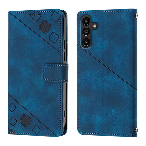 Custodia Portafoglio In Pelle Cover con Supporto YB1 per Samsung Galaxy A04s Blu