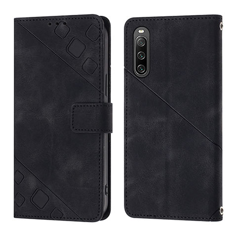 Custodia Portafoglio In Pelle Cover con Supporto YB1 per Sony Xperia 10 IV Nero