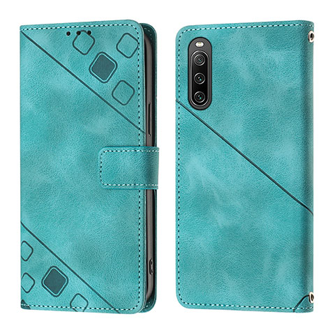 Custodia Portafoglio In Pelle Cover con Supporto YB1 per Sony Xperia 10 IV Verde