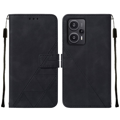 Custodia Portafoglio In Pelle Cover con Supporto YB2 per Xiaomi Poco F5 5G Nero