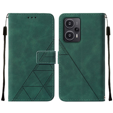 Custodia Portafoglio In Pelle Cover con Supporto YB2 per Xiaomi Poco F5 5G Verde
