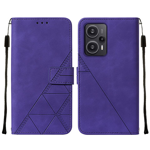 Custodia Portafoglio In Pelle Cover con Supporto YB2 per Xiaomi Poco F5 5G Viola