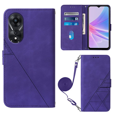 Custodia Portafoglio In Pelle Cover con Supporto YB3 per Oppo A78 5G Viola