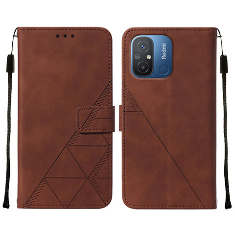 Custodia Portafoglio In Pelle Cover con Supporto YB4 per Xiaomi Poco C55 Marrone