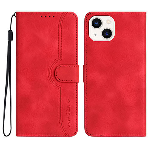 Custodia Portafoglio In Pelle Cover con Supporto YX2 per Apple iPhone 14 Rosso Rosa