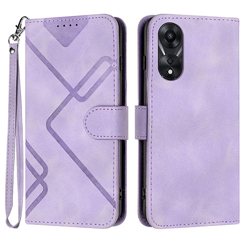 Custodia Portafoglio In Pelle Cover con Supporto YX2 per Oppo A38 Viola