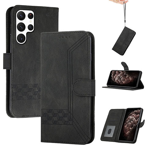 Custodia Portafoglio In Pelle Cover con Supporto YX4 per Samsung Galaxy S22 Ultra 5G Nero