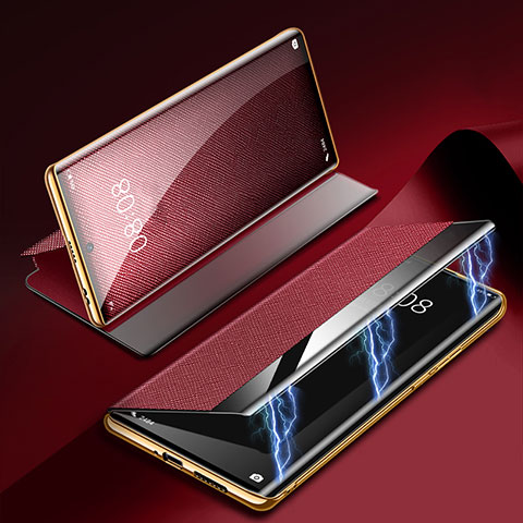 Custodia Portafoglio In Pelle Cover con Supporto Z01 per Huawei P60 Pro Rosso