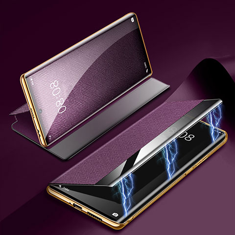 Custodia Portafoglio In Pelle Cover con Supporto Z01 per Huawei P60 Pro Viola