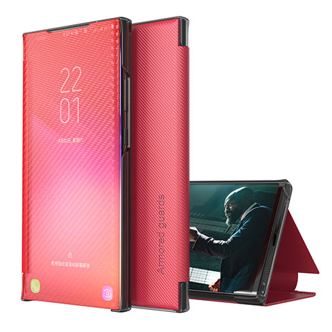 Custodia Portafoglio In Pelle Cover con Supporto ZL1 per Samsung Galaxy A42 5G Rosso