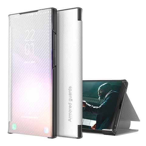 Custodia Portafoglio In Pelle Cover con Supporto ZL1 per Samsung Galaxy A50S Argento