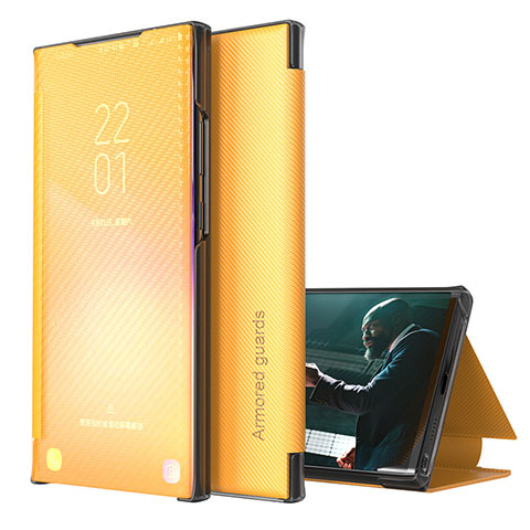 Custodia Portafoglio In Pelle Cover con Supporto ZL1 per Samsung Galaxy M21s Giallo