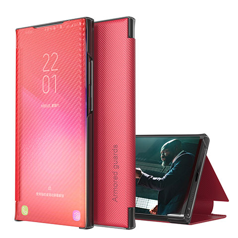Custodia Portafoglio In Pelle Cover con Supporto ZL1 per Samsung Galaxy M62 4G Rosso