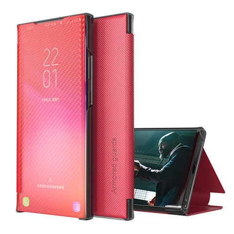 Custodia Portafoglio In Pelle Cover con Supporto ZL1 per Samsung Galaxy S22 5G Rosso