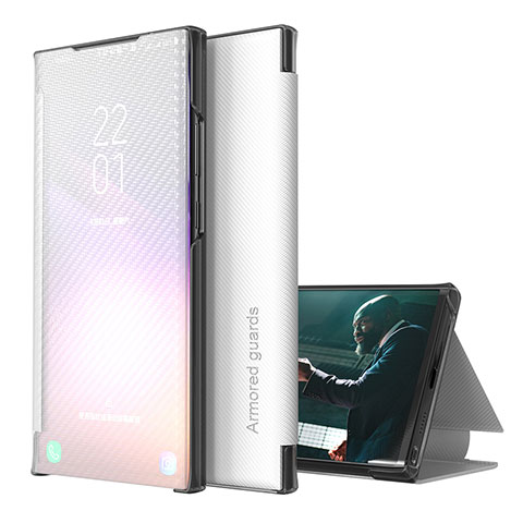 Custodia Portafoglio In Pelle Cover con Supporto ZL1 per Samsung Galaxy S23 Plus 5G Argento