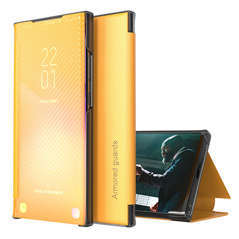 Custodia Portafoglio In Pelle Cover con Supporto ZL1 per Samsung Galaxy S23 Ultra 5G Giallo