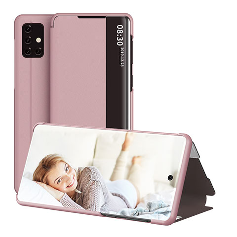 Custodia Portafoglio In Pelle Cover con Supporto ZL2 per Samsung Galaxy A51 4G Oro Rosa
