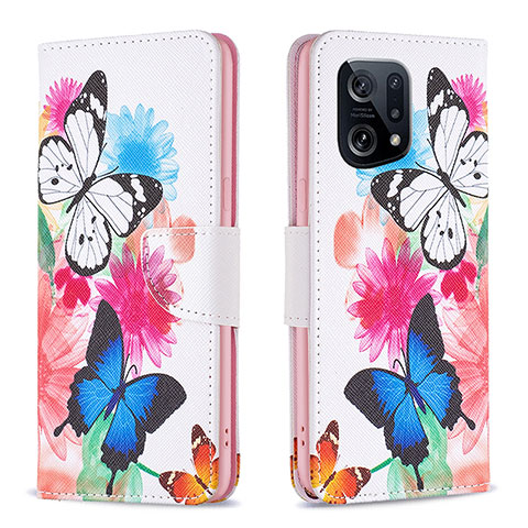 Custodia Portafoglio In Pelle Fantasia Modello Cover con Supporto B01F per Oppo Find X5 5G Colorato