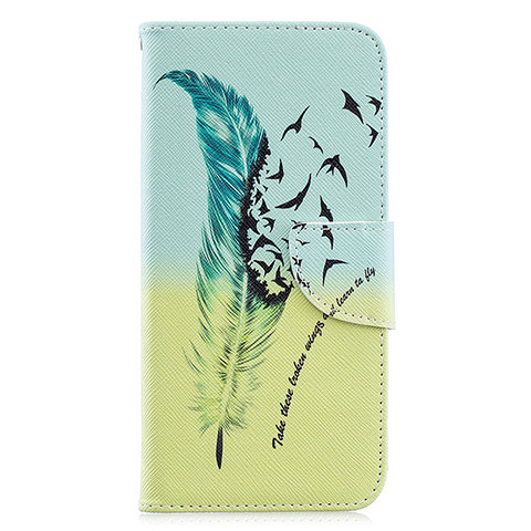 Custodia Portafoglio In Pelle Fantasia Modello Cover con Supporto B01F per Samsung Galaxy A20 Verde Pastello