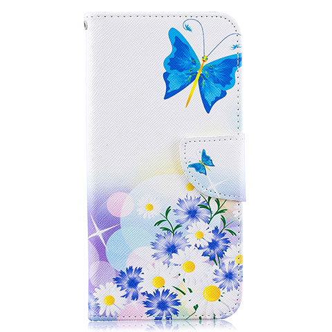 Custodia Portafoglio In Pelle Fantasia Modello Cover con Supporto B01F per Samsung Galaxy A50 Blu