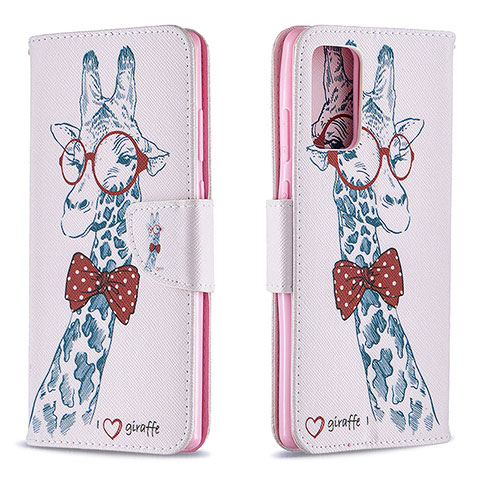 Custodia Portafoglio In Pelle Fantasia Modello Cover con Supporto B01F per Samsung Galaxy Note 20 5G Rosa