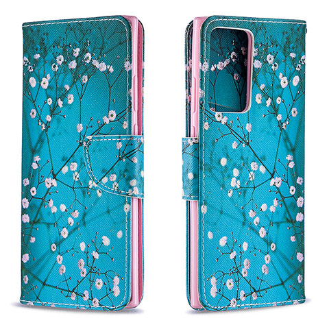 Custodia Portafoglio In Pelle Fantasia Modello Cover con Supporto B01F per Samsung Galaxy Note 20 Ultra 5G Ciano