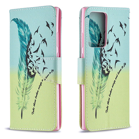 Custodia Portafoglio In Pelle Fantasia Modello Cover con Supporto B01F per Samsung Galaxy Note 20 Ultra 5G Verde Pastello