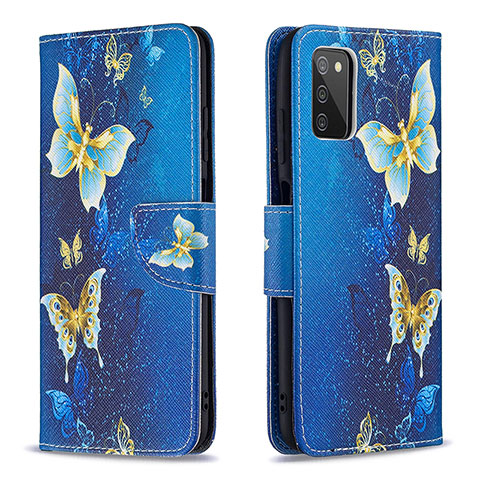 Custodia Portafoglio In Pelle Fantasia Modello Cover con Supporto B03F per Samsung Galaxy A02s Cielo Blu