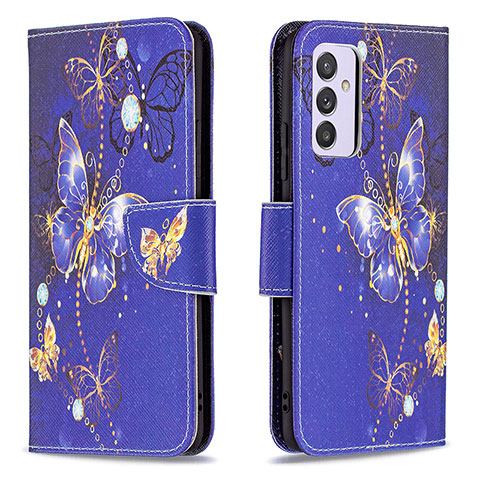 Custodia Portafoglio In Pelle Fantasia Modello Cover con Supporto B03F per Samsung Galaxy Quantum2 5G Blu Notte