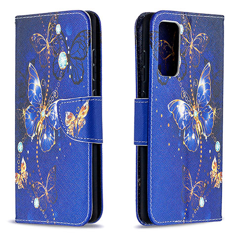Custodia Portafoglio In Pelle Fantasia Modello Cover con Supporto B03F per Samsung Galaxy S20 Lite 5G Blu Notte