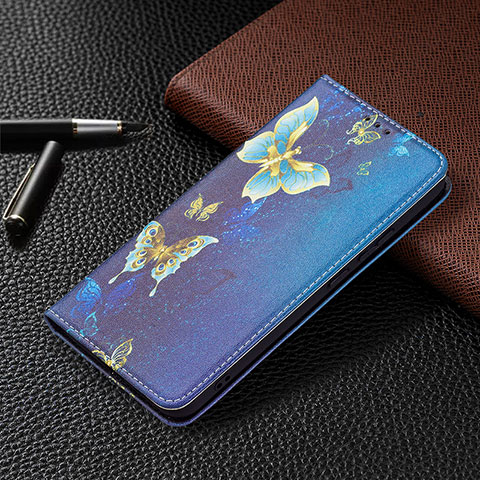 Custodia Portafoglio In Pelle Fantasia Modello Cover con Supporto B03F per Samsung Galaxy S22 5G Blu Notte