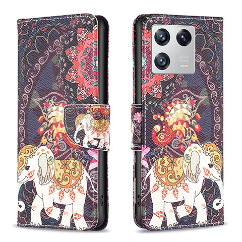 Custodia Portafoglio In Pelle Fantasia Modello Cover con Supporto B03F per Xiaomi Mi 13 5G Marrone