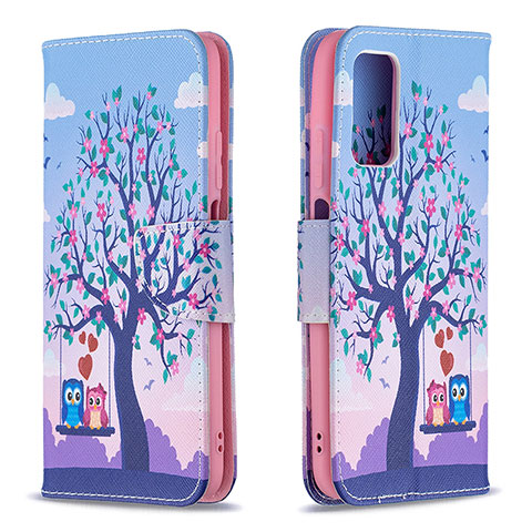 Custodia Portafoglio In Pelle Fantasia Modello Cover con Supporto B03F per Xiaomi Poco M3 Lavanda