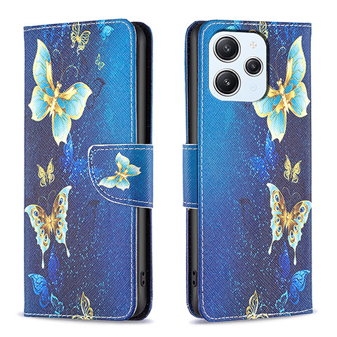Custodia Portafoglio In Pelle Fantasia Modello Cover con Supporto B03F per Xiaomi Redmi 12 4G Cielo Blu