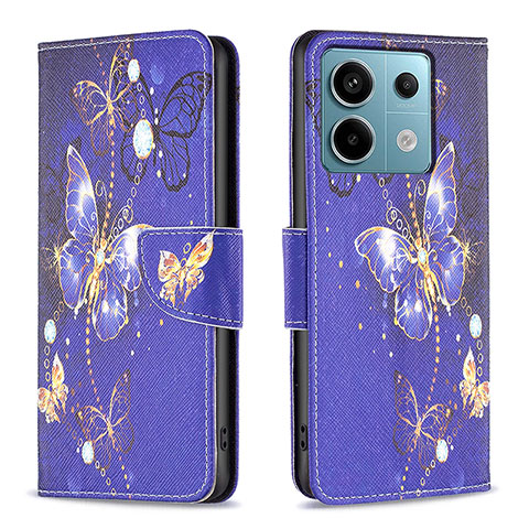 Custodia Portafoglio In Pelle Fantasia Modello Cover con Supporto B03F per Xiaomi Redmi Note 13 Pro 5G Blu Notte