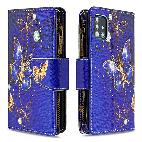 Custodia Portafoglio In Pelle Fantasia Modello Cover con Supporto B04F per Samsung Galaxy A51 4G Blu Notte