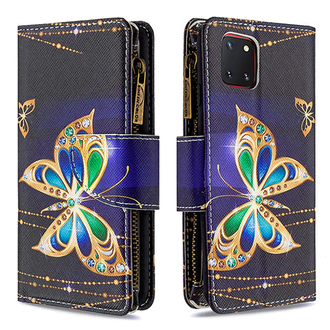 Custodia Portafoglio In Pelle Fantasia Modello Cover con Supporto B04F per Samsung Galaxy A81 Nero