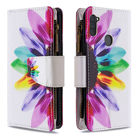 Custodia Portafoglio In Pelle Fantasia Modello Cover con Supporto B04F per Samsung Galaxy M11 Multicolore