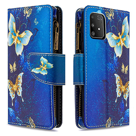 Custodia Portafoglio In Pelle Fantasia Modello Cover con Supporto B04F per Samsung Galaxy M80S Blu
