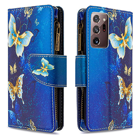 Custodia Portafoglio In Pelle Fantasia Modello Cover con Supporto B04F per Samsung Galaxy Note 20 Ultra 5G Blu