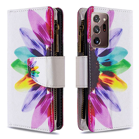 Custodia Portafoglio In Pelle Fantasia Modello Cover con Supporto B04F per Samsung Galaxy Note 20 Ultra 5G Multicolore