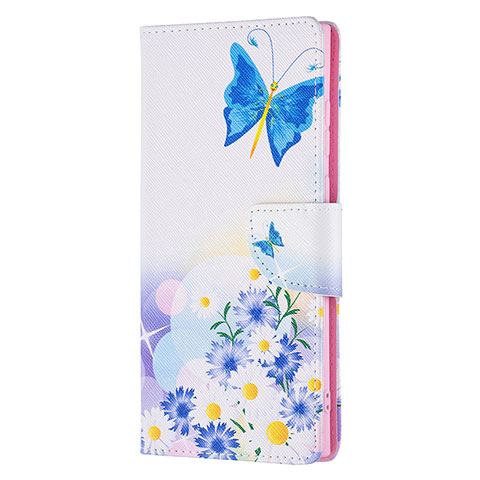 Custodia Portafoglio In Pelle Fantasia Modello Cover con Supporto B04F per Samsung Galaxy S23 Ultra 5G Cielo Blu