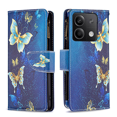 Custodia Portafoglio In Pelle Fantasia Modello Cover con Supporto B04F per Xiaomi Redmi Note 13 5G Blu