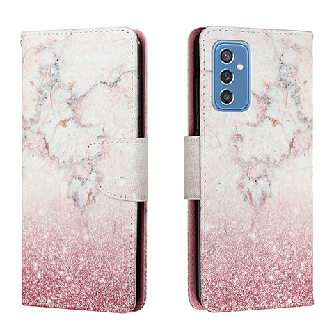 Custodia Portafoglio In Pelle Fantasia Modello Cover con Supporto H01X per Samsung Galaxy M52 5G Rosa