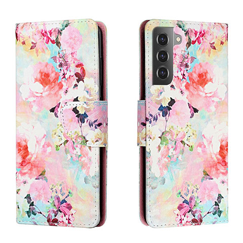 Custodia Portafoglio In Pelle Fantasia Modello Cover con Supporto H01X per Samsung Galaxy S22 5G Rosa Caldo