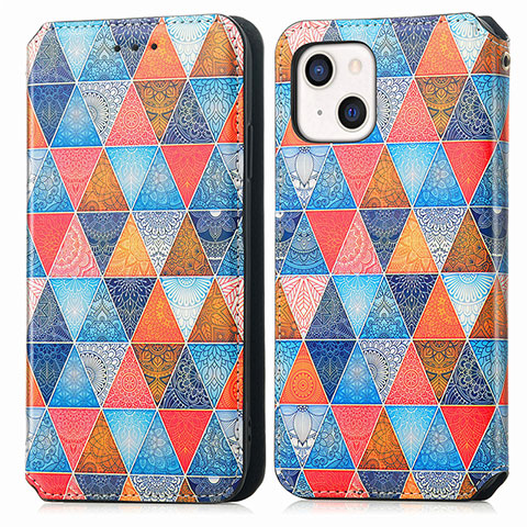 Custodia Portafoglio In Pelle Fantasia Modello Cover con Supporto H09 per Apple iPhone 14 Plus Multicolore