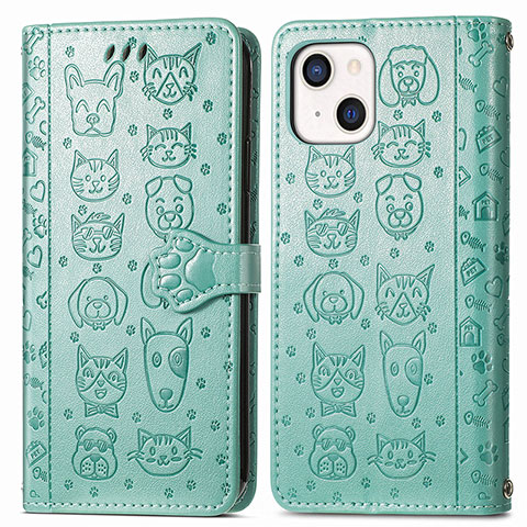 Custodia Portafoglio In Pelle Fantasia Modello Cover con Supporto H11 per Apple iPhone 14 Plus Verde