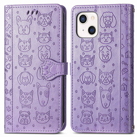 Custodia Portafoglio In Pelle Fantasia Modello Cover con Supporto H11 per Apple iPhone 14 Plus Viola