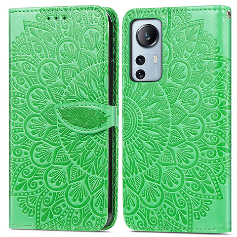 Custodia Portafoglio In Pelle Fantasia Modello Cover con Supporto L02 per Xiaomi Mi 12X 5G Verde