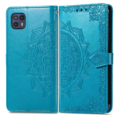 Custodia Portafoglio In Pelle Fantasia Modello Cover con Supporto per Motorola Moto G50 5G Blu